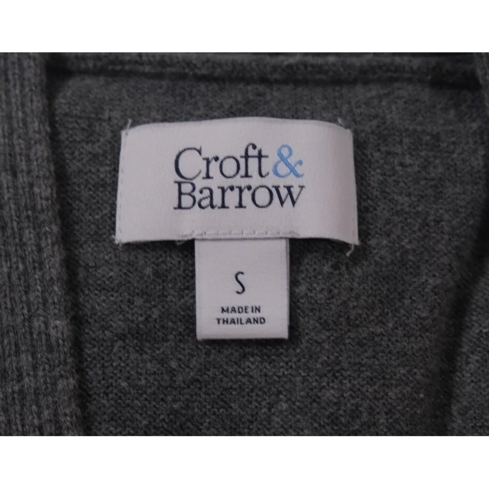 Croft & Barrow Cardigan Women S Gray Open Front‎ Ribbed Knit Long Sleeve Sweater